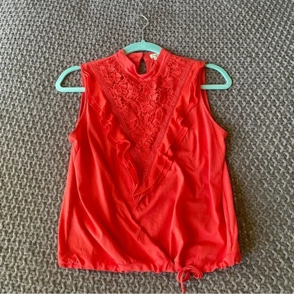 Anthropologie Tiny Emma Orange Lace Ruffle Tank in Sz XS - Picture 9 of 10